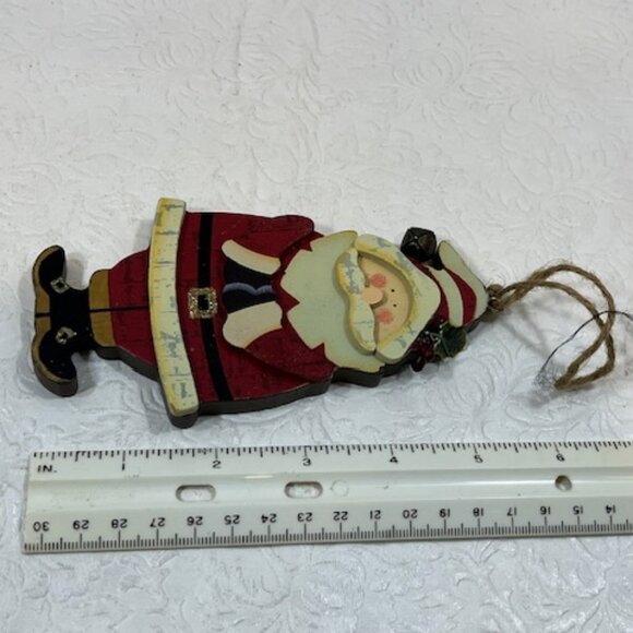 Wooden Christmas Santa Holiday Hanging Tree Ornament 5.5" - Picture 9 of 9
